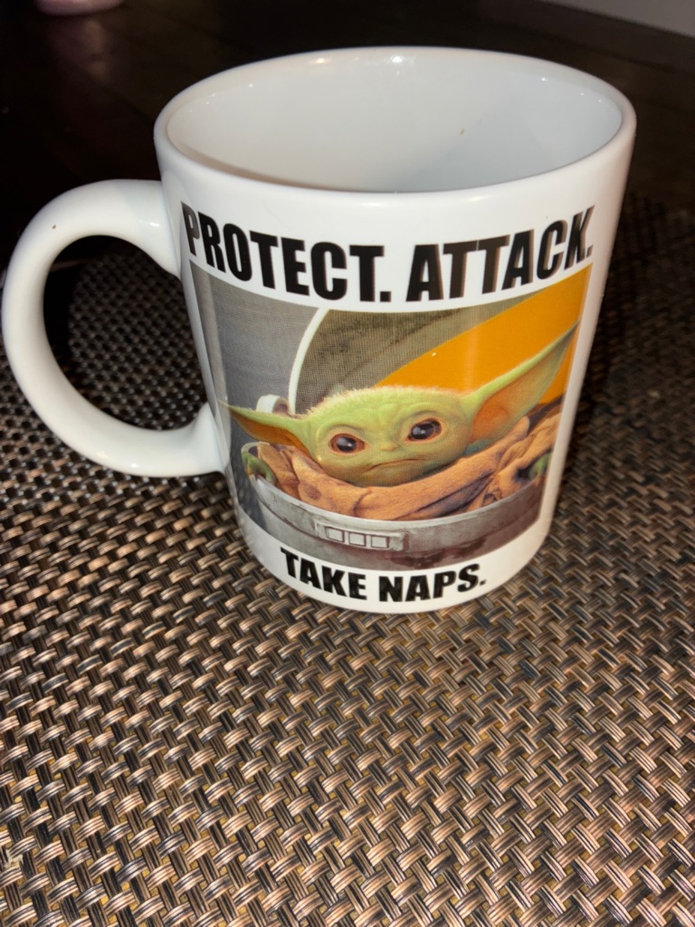 Star Wars Baby Yoda (Grogu) White Mug with Green and Yellow Artwork